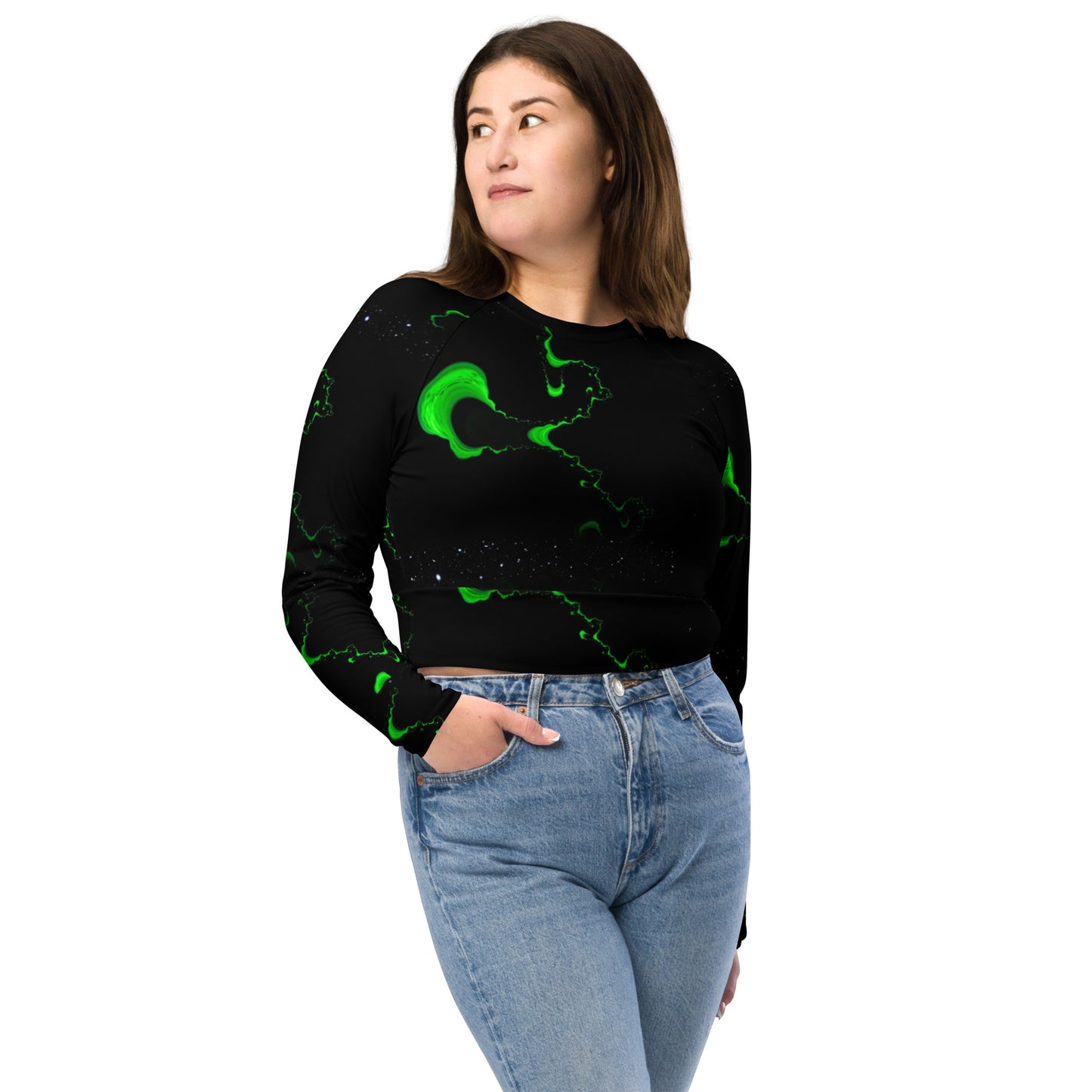 Recycled long-sleeve crop top