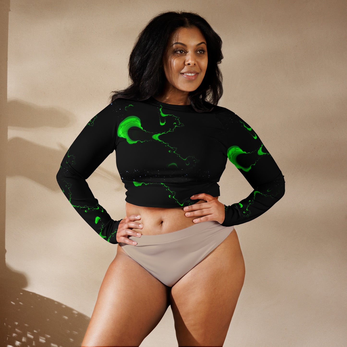 Recycled long-sleeve crop top
