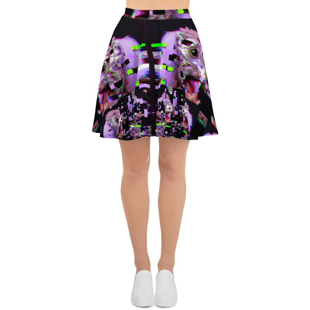 Poodle Glitché Skater Skirt
