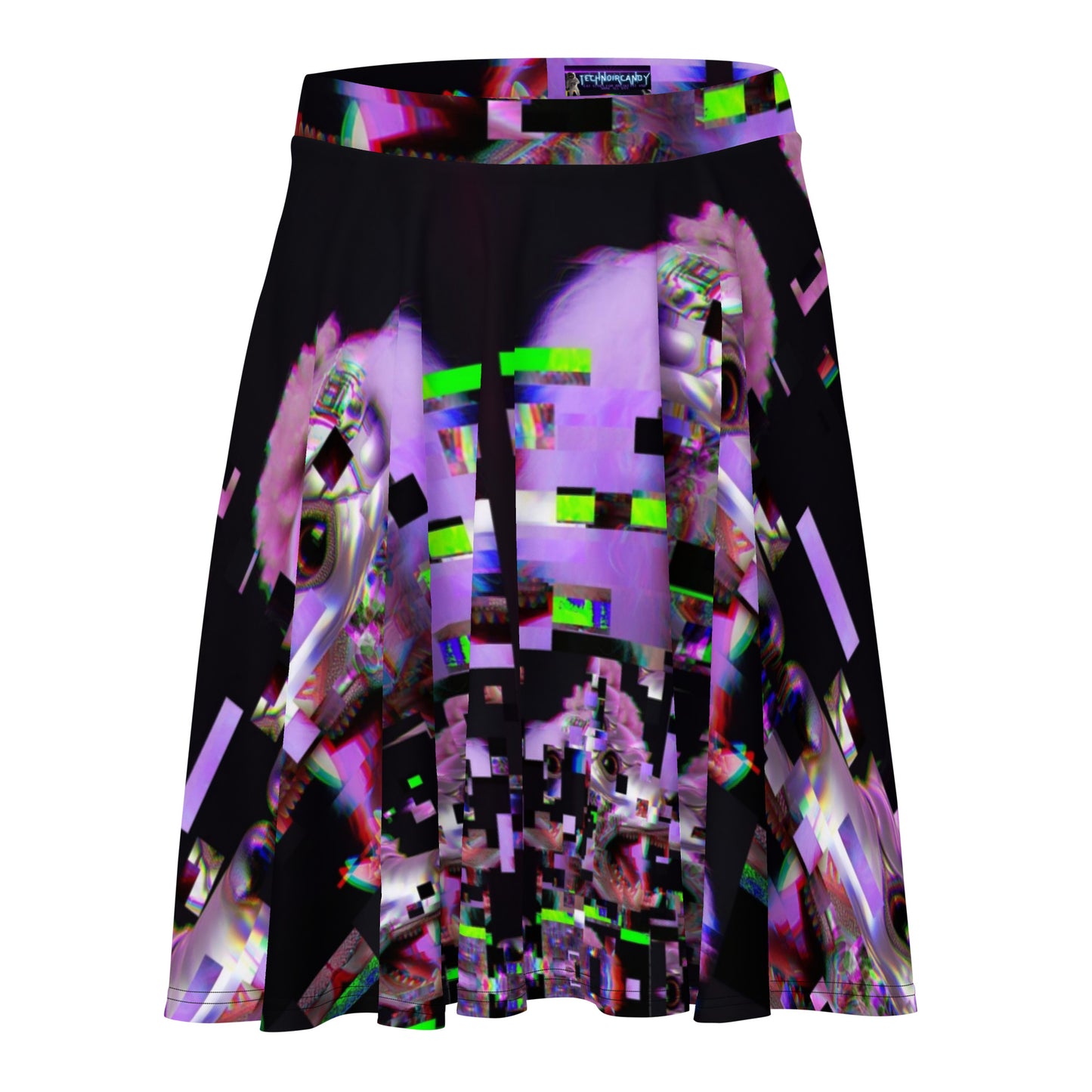 Poodle Glitché Skater Skirt
