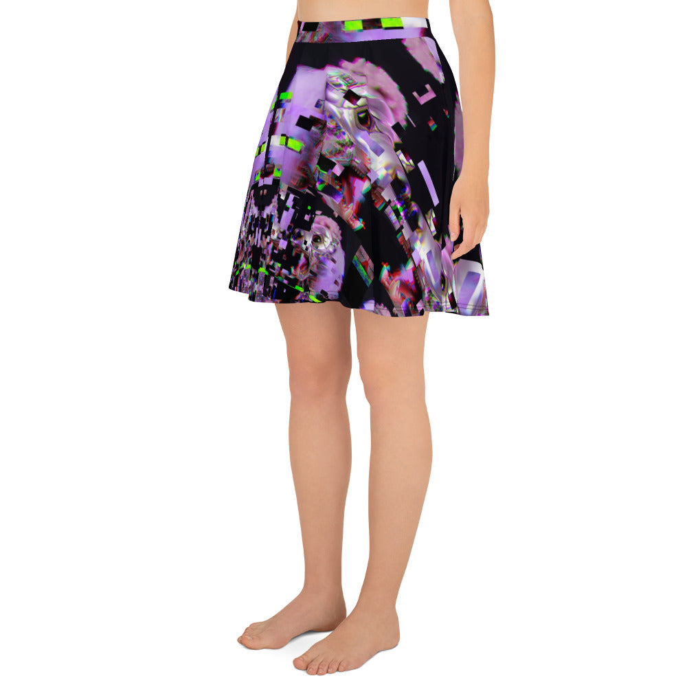 Poodle Glitché Skater Skirt
