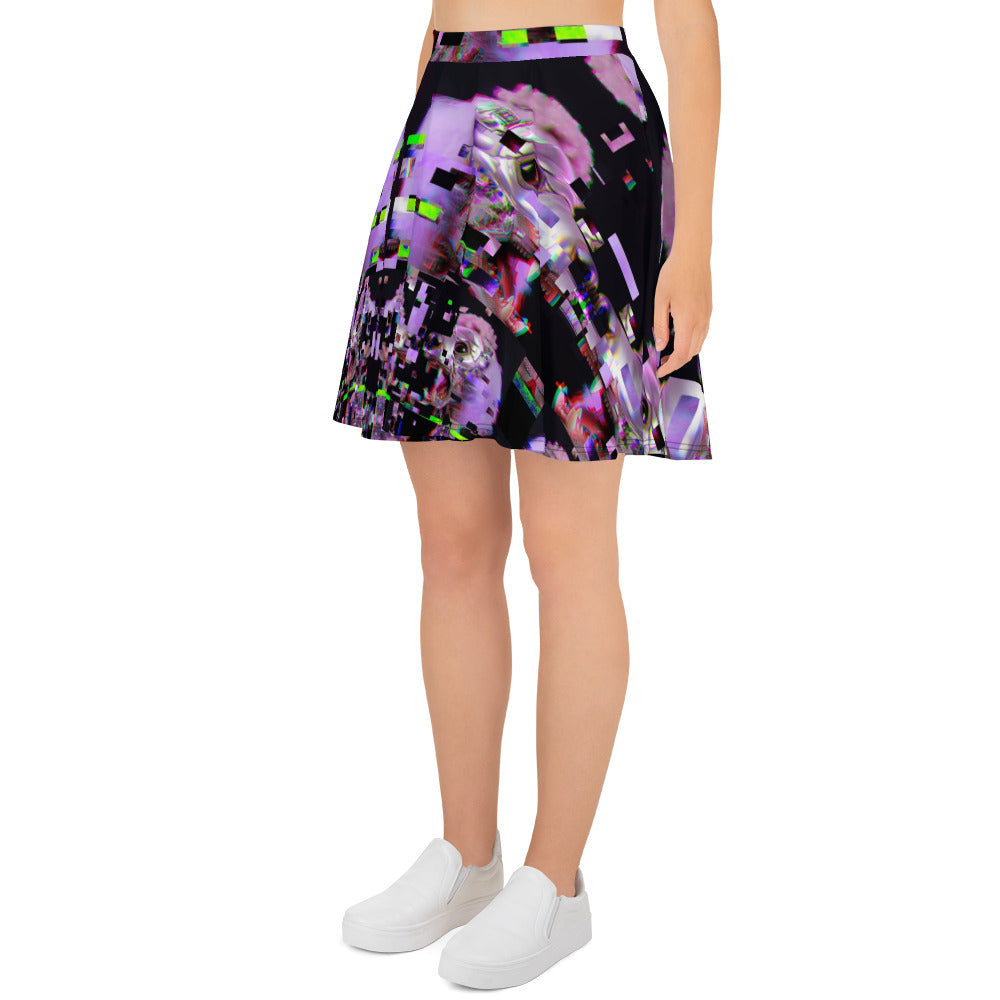 Poodle Glitché Skater Skirt