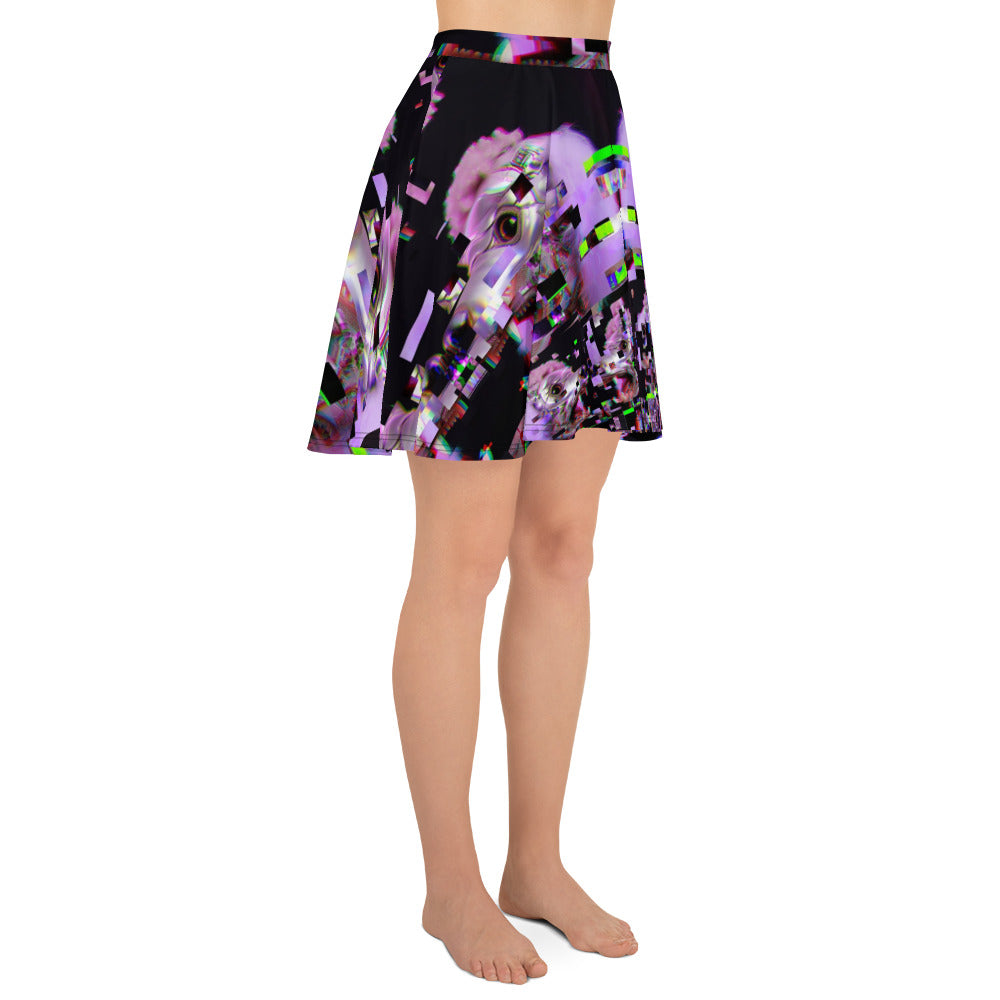 Poodle Glitché Skater Skirt