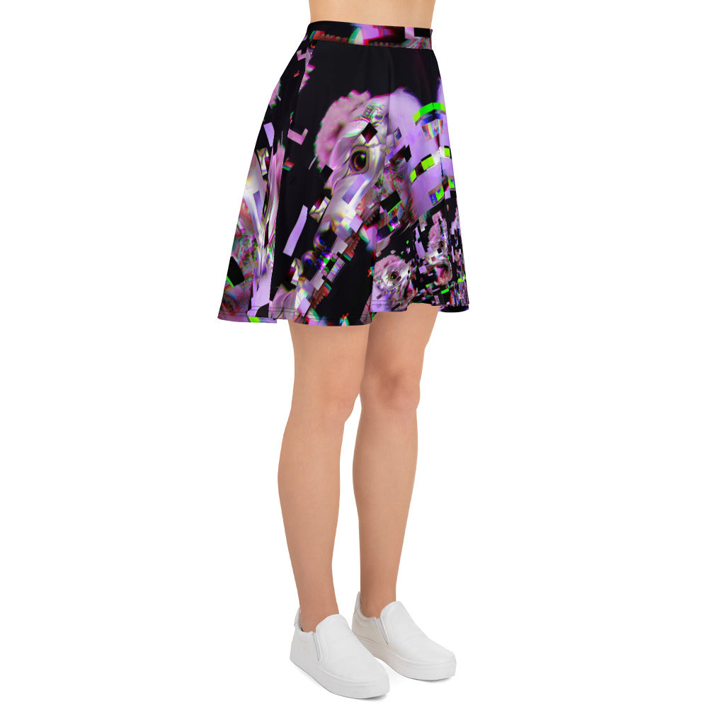 Poodle Glitché Skater Skirt