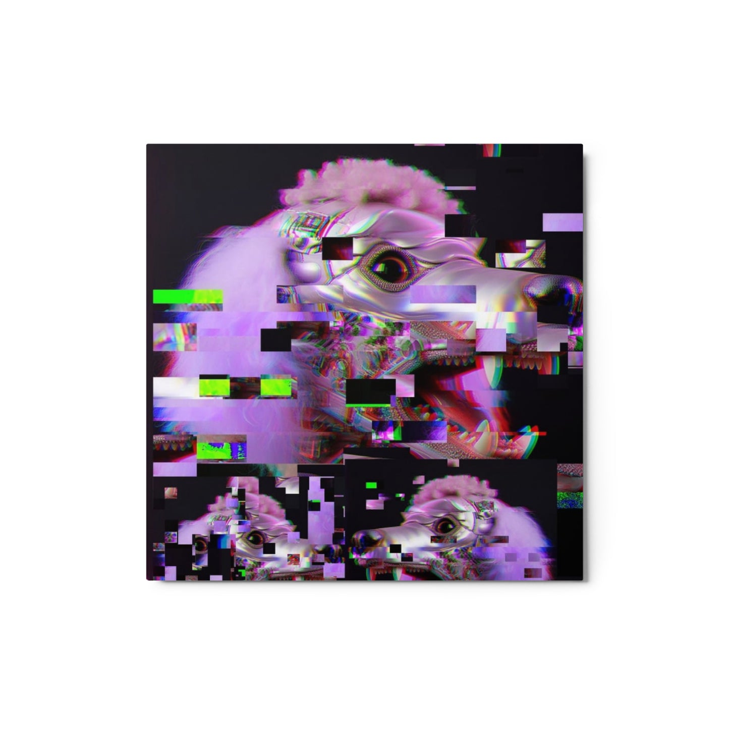 Poodle Glitch Metal prints