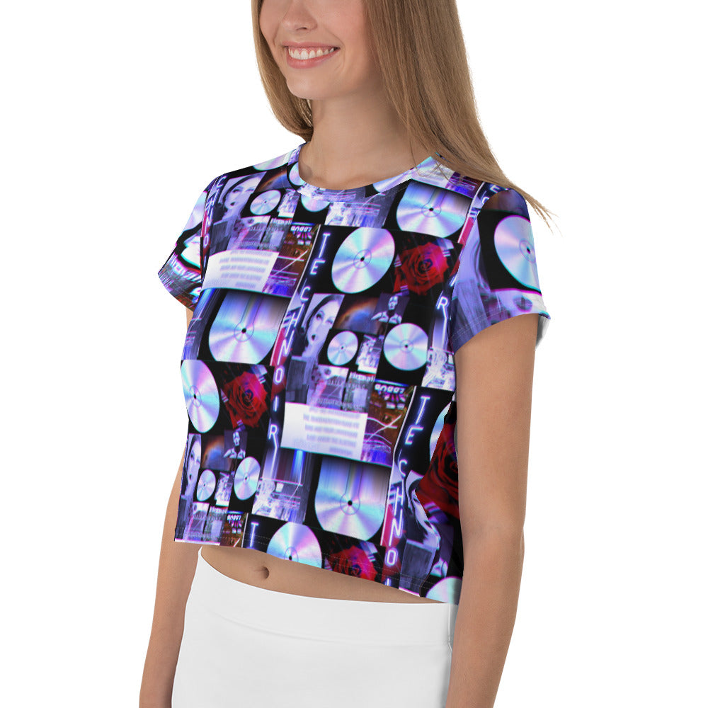 Data Running All-Over Print Crop Tee