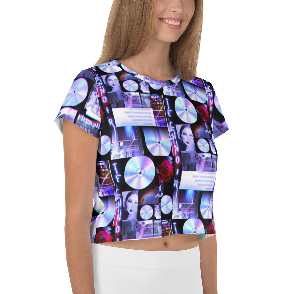 Data Running All-Over Print Crop Tee