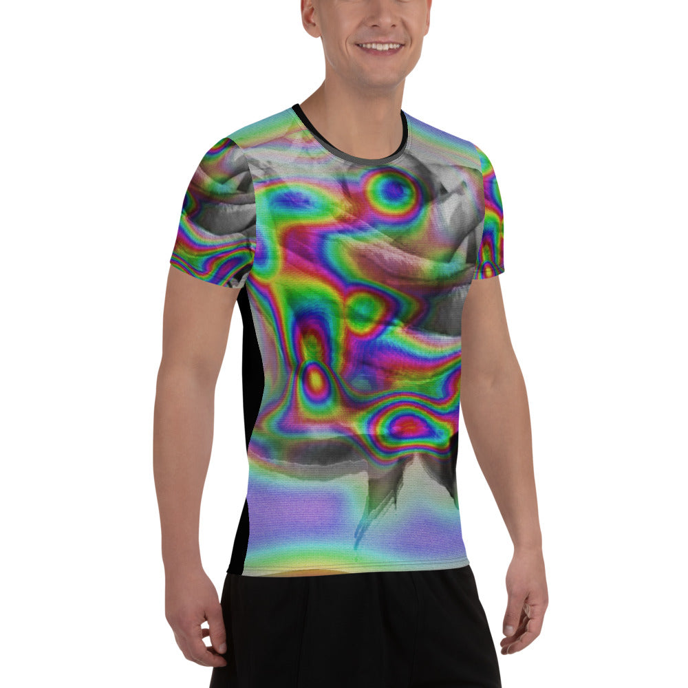 Obsidian Chrome Dragon All-Over Print Men's Athletic T-shirt