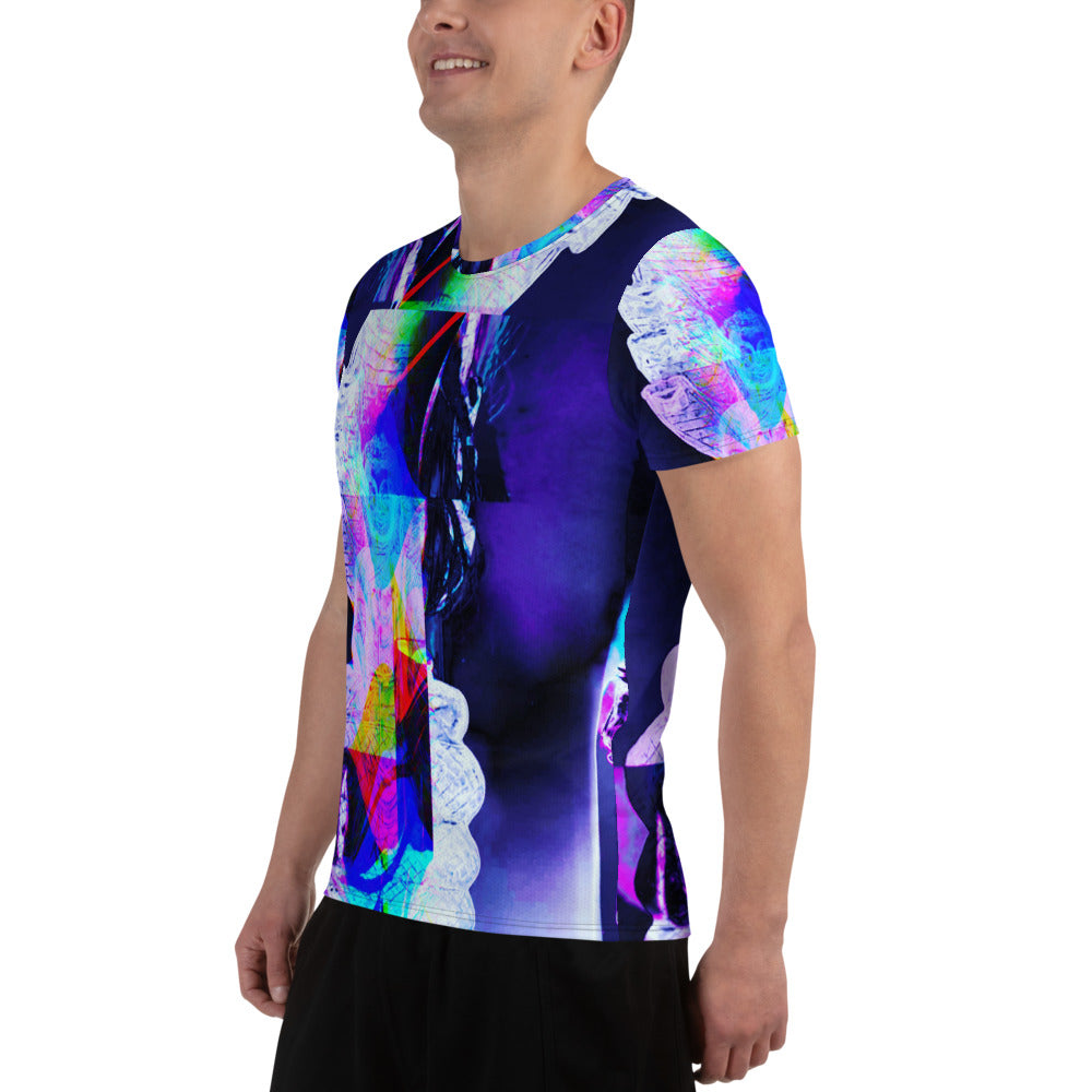 Nāga Glitch Buddha All-Over Print Men's Athletic T-shirt