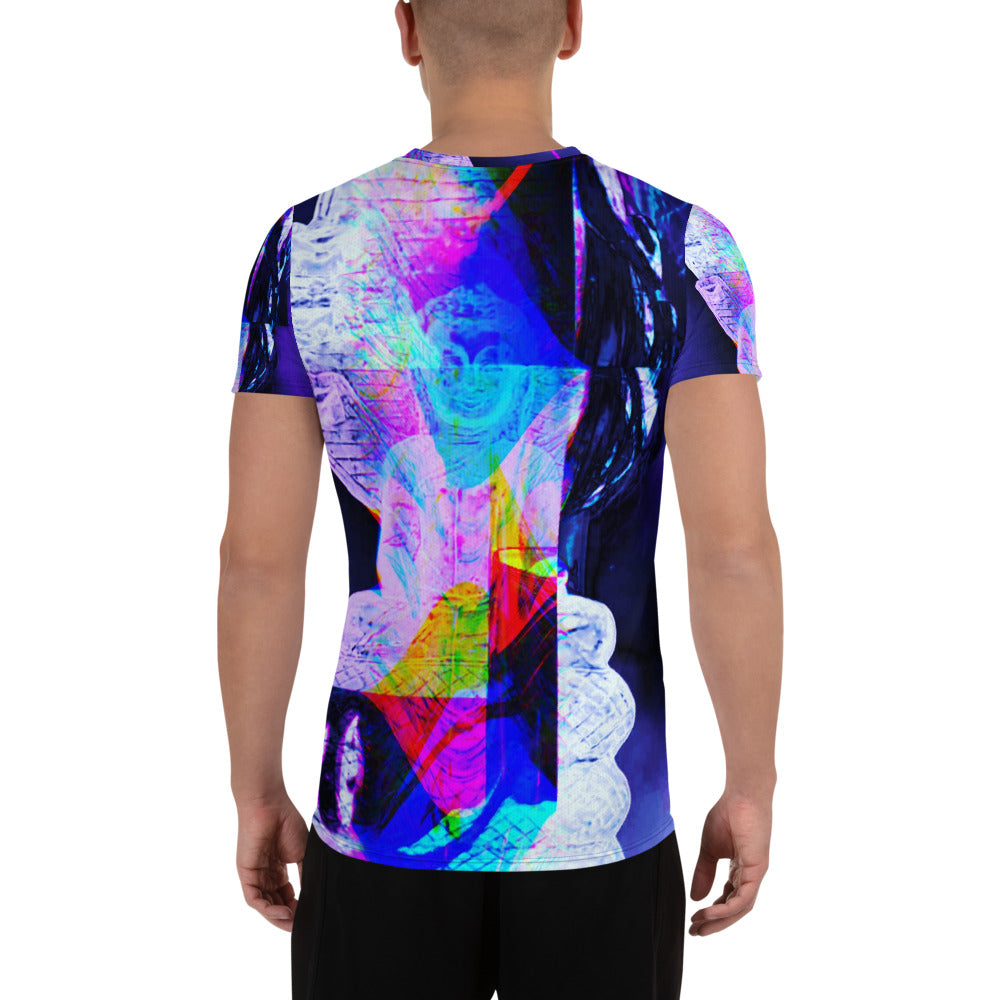 Nāga Glitch Buddha All-Over Print Men's Athletic T-shirt
