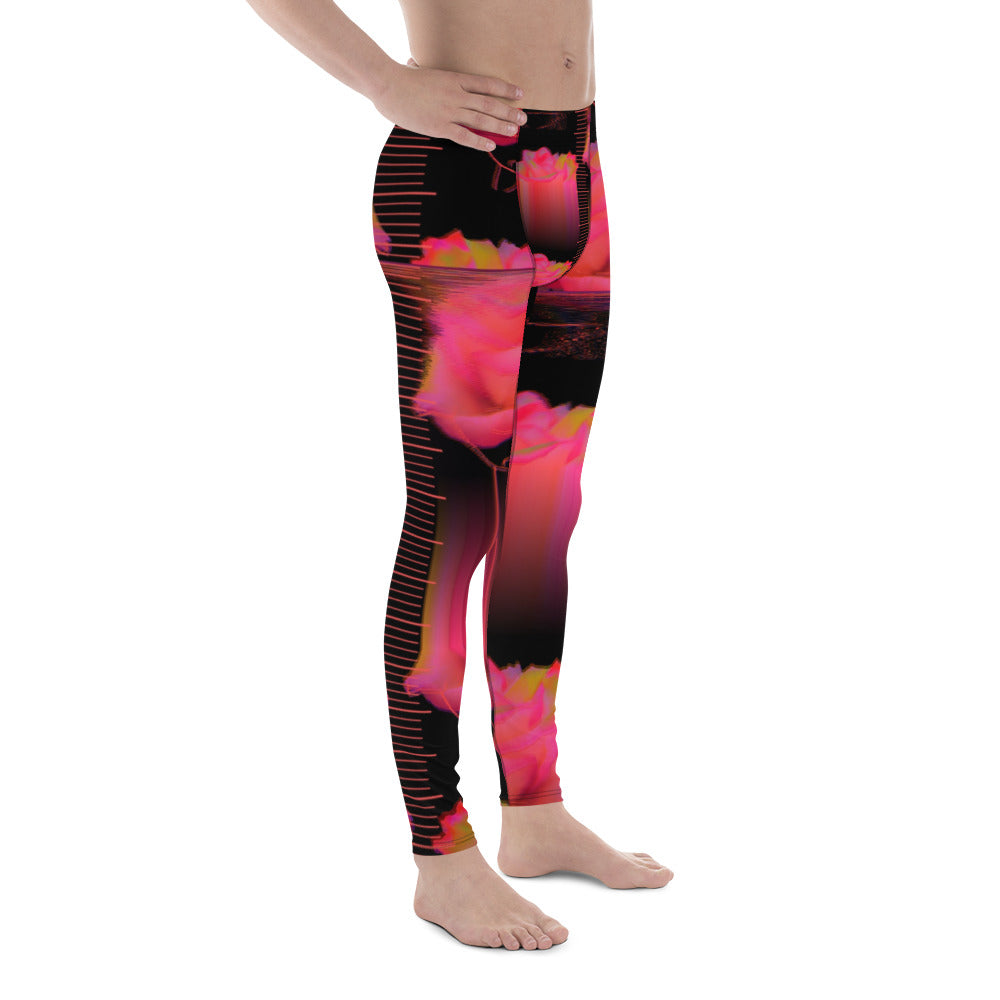 Neuromantic Coral Synthwave Roses Men's Leggings