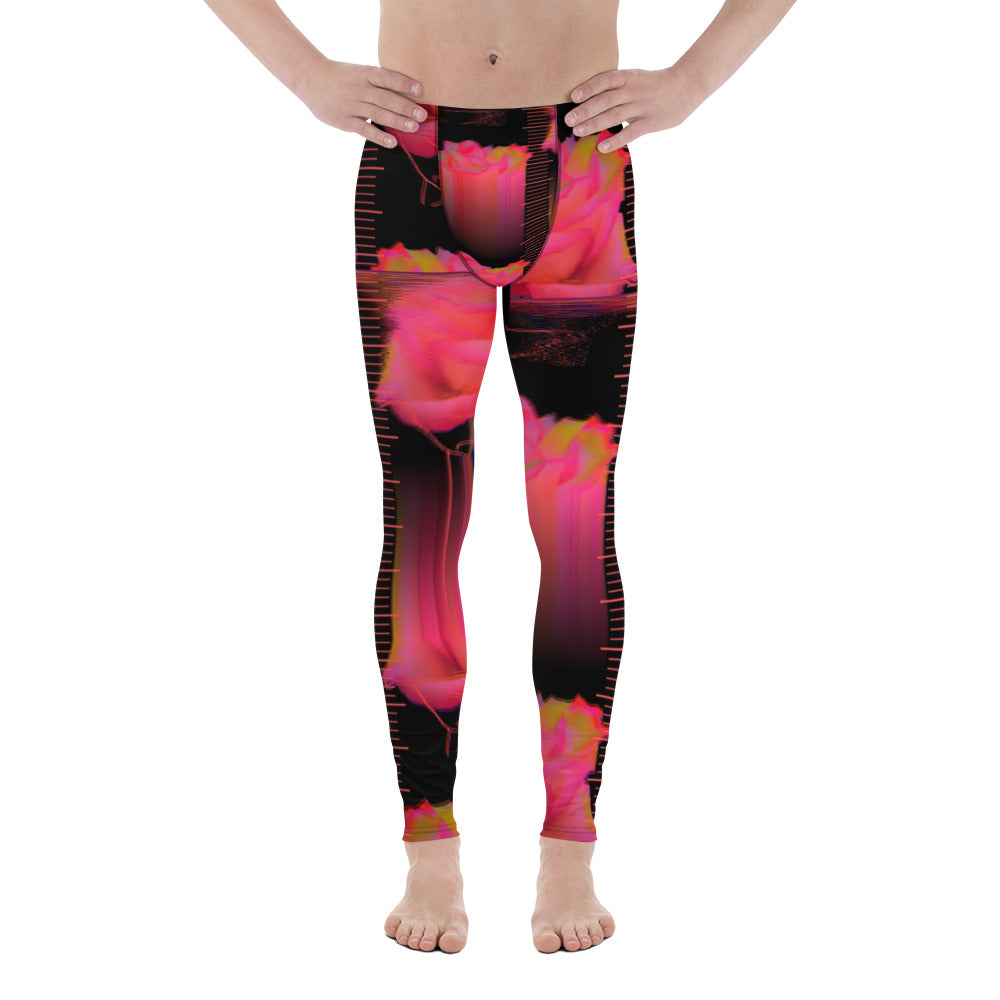 Neuromantic Coral Synthwave Roses Men's Leggings
