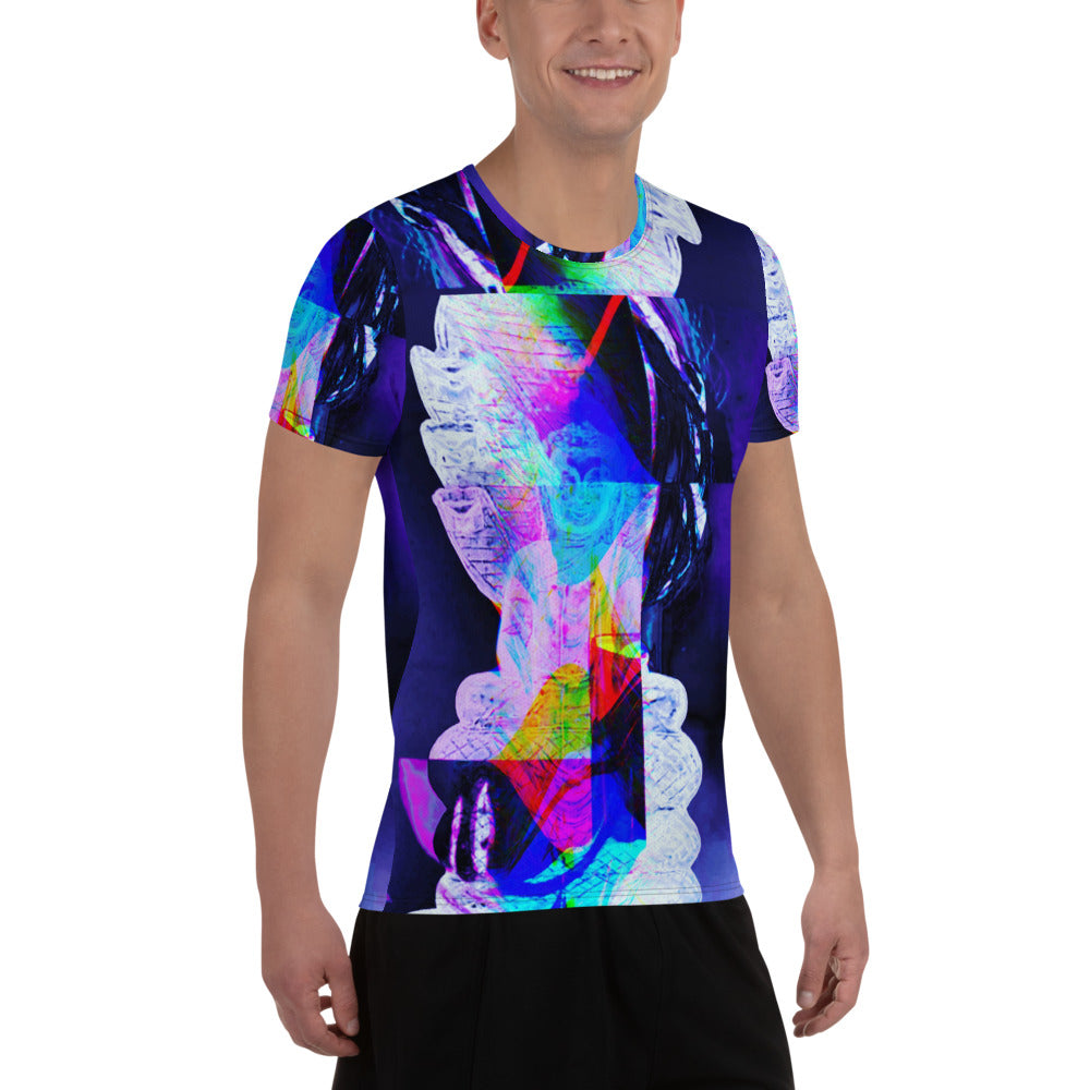 Nāga Glitch Buddha All-Over Print Men's Athletic T-shirt