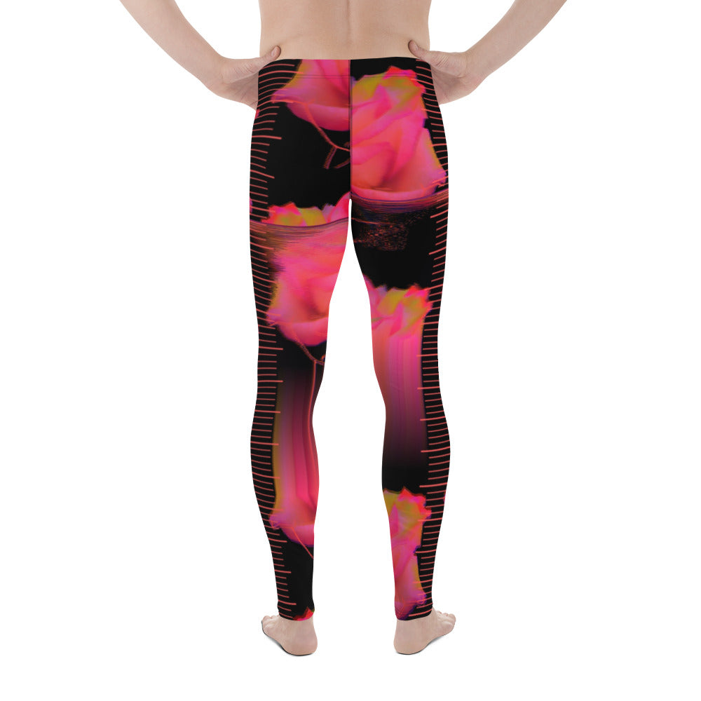 Neuromantic Coral Synthwave Roses Men's Leggings