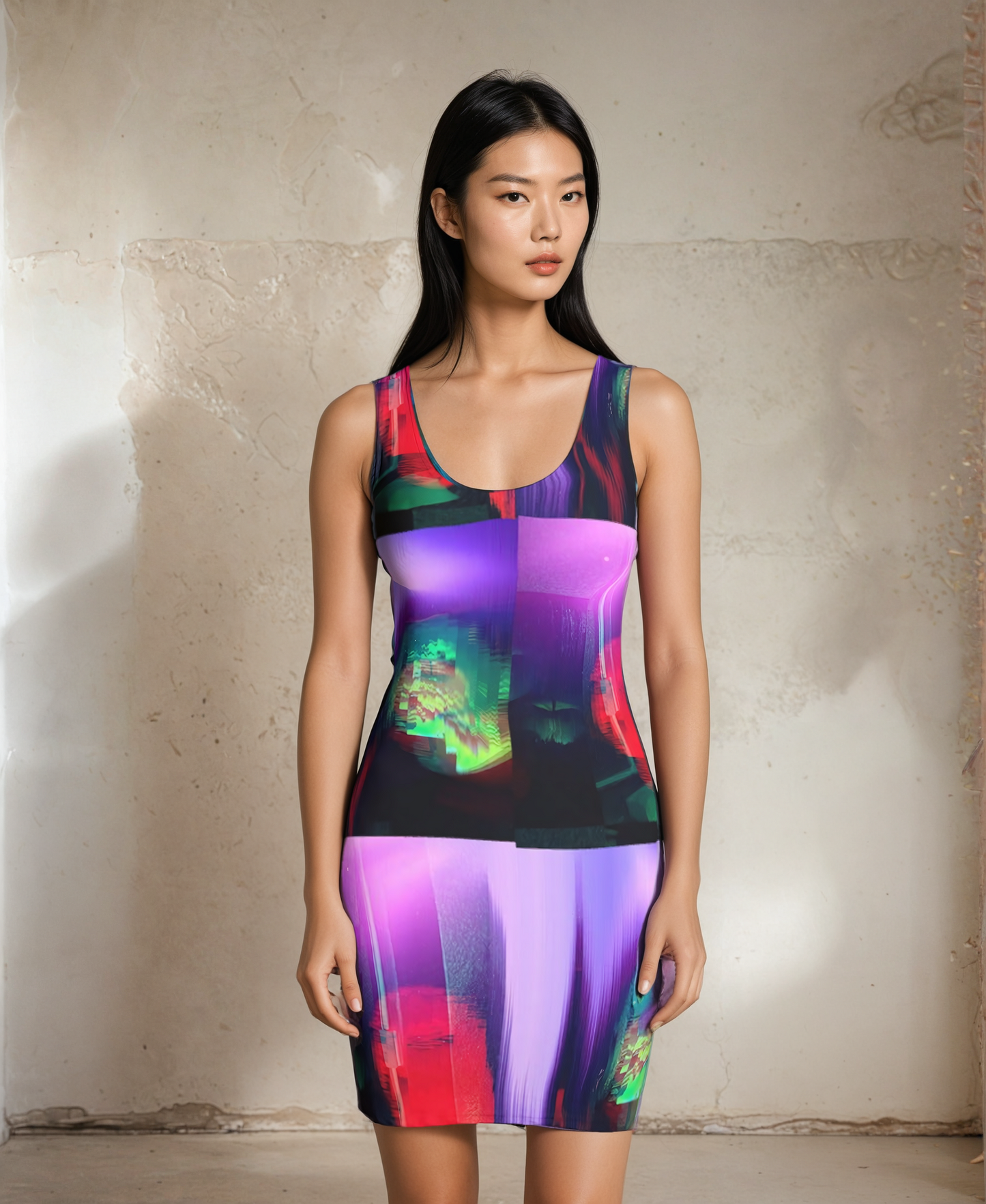 Mermaid Tag  Vaporwave  Glitch  Synthwave  Bodycon Sublimation Cut & Sew Dress