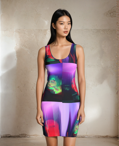 Mermaid Tag  Vaporwave  Glitch  Synthwave  Bodycon Sublimation Cut & Sew Dress