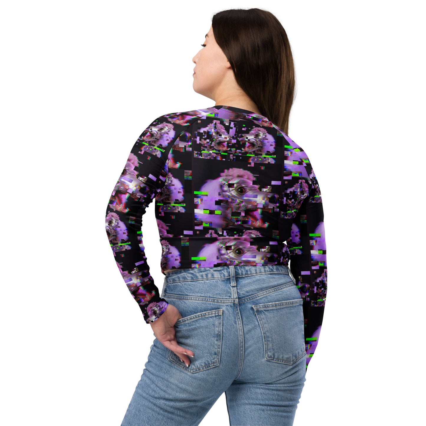 Poodle Glitch Recycled long-sleeve crop top
