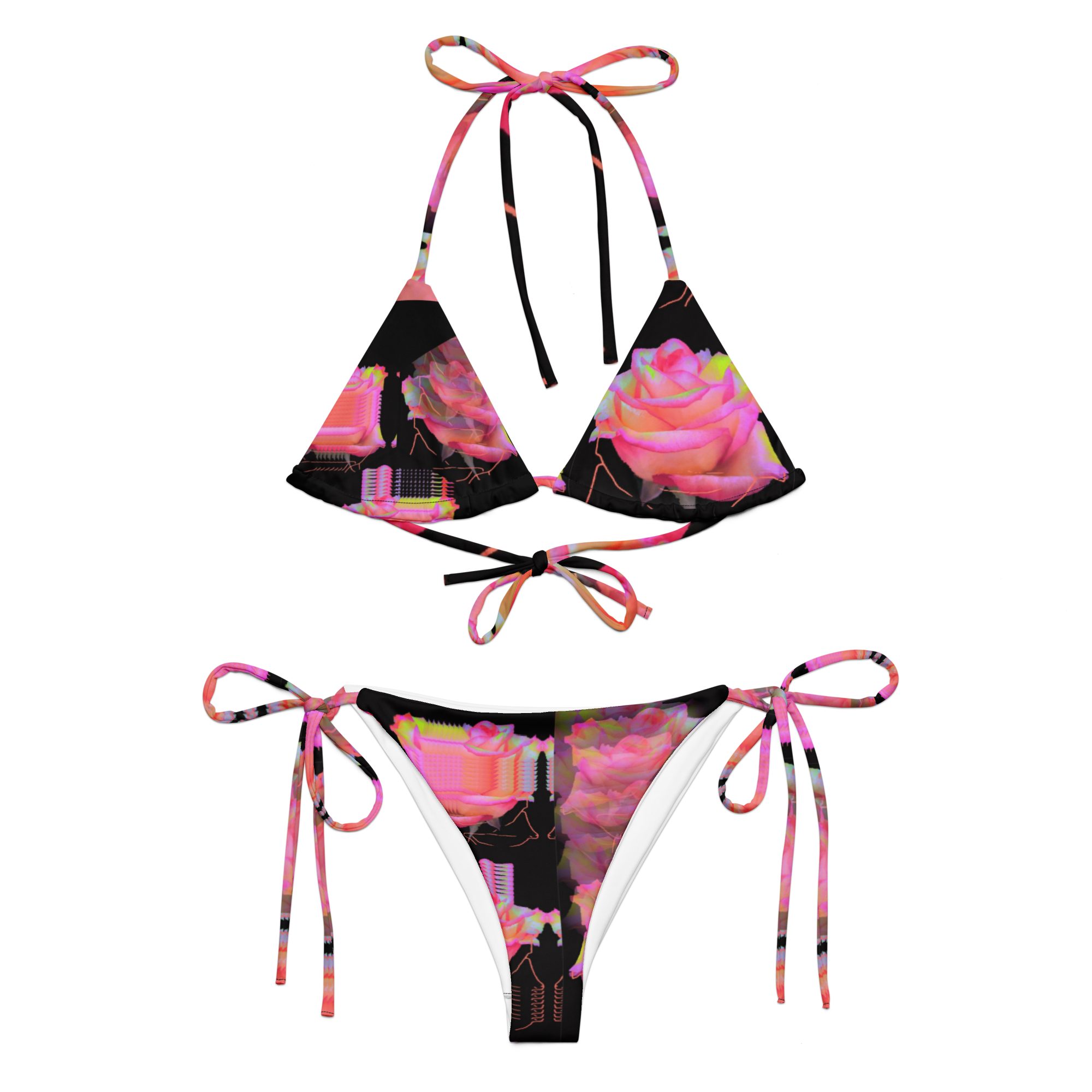 Cybernetic Phantom Rose All-over print recycled string bikini