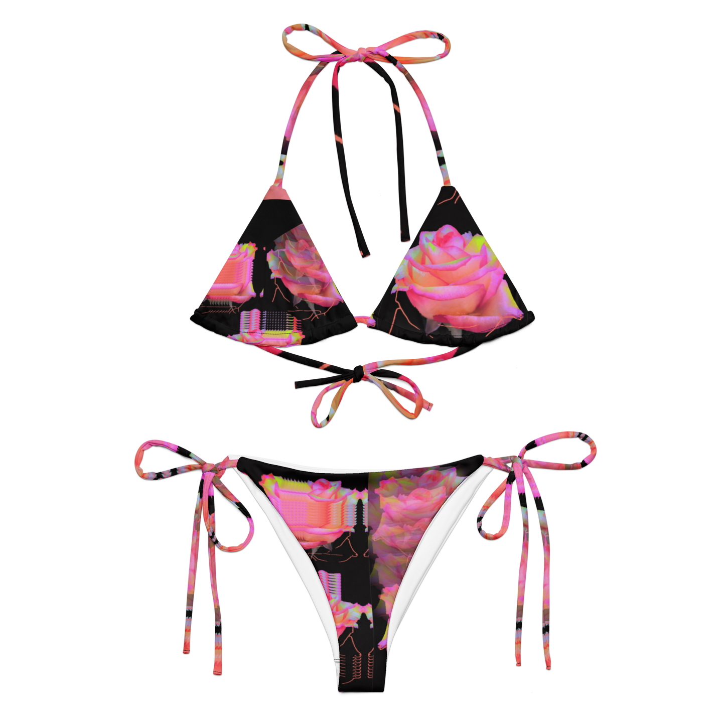 Cybernetic Phantom Rose All-over print recycled string bikini