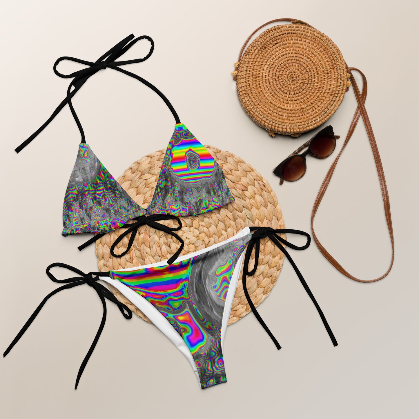 Space Donuts All-over print recycled string bikini