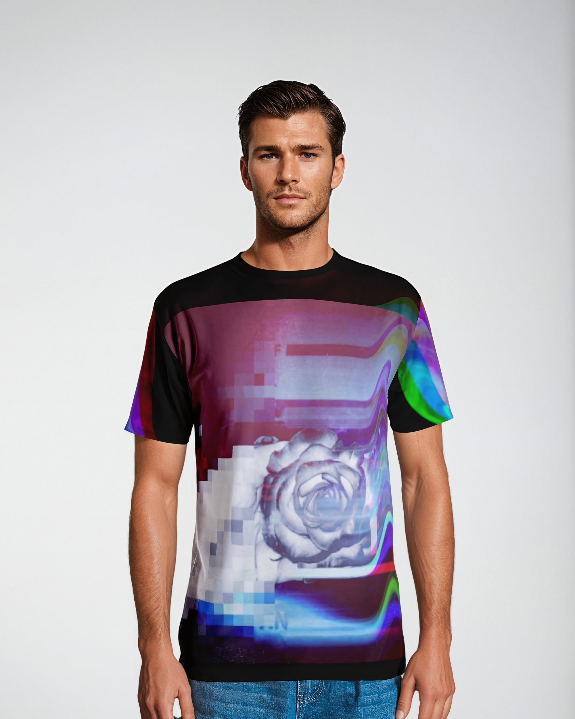 Quantum Entanglement  Glitch art  vaporwave Men's T-shirt