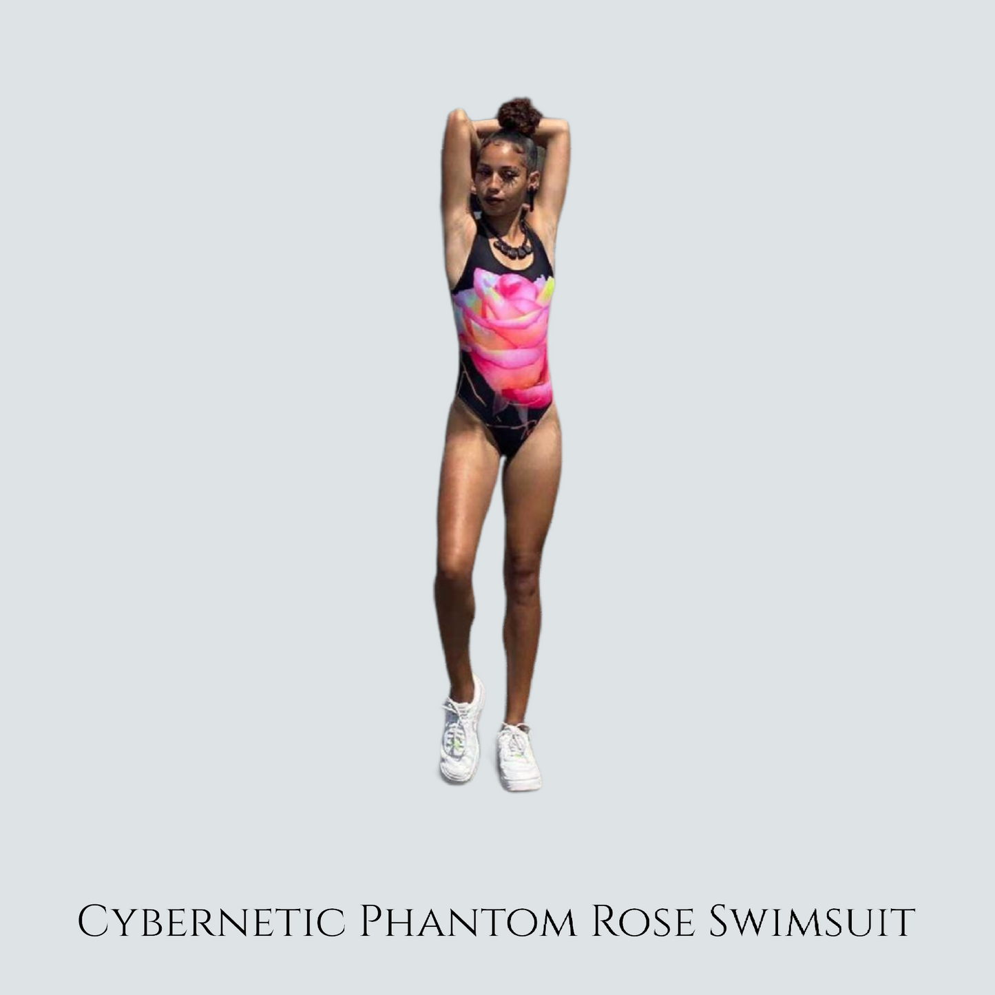 Cybernetic Nightwave Rose One-Piece Swimsuit