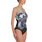 Noir and Boujee Oilspill Glitchwave Rose Swimsuit