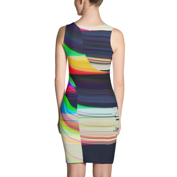 Cyberpunk Girl RGB Rainbow Black Hole Glitch Dress