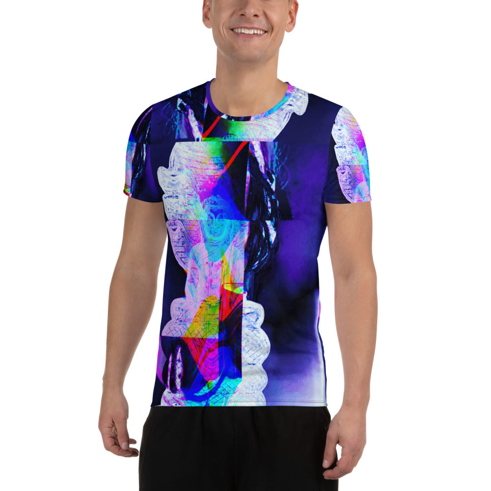 Nāga Glitch Buddha All-Over Print Men's Athletic T-shirt
