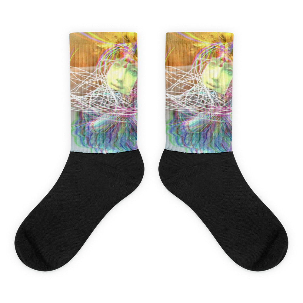 Magic Life Glitch Art Vaporwave Lucid Dream Psychedelic Mixed Media Socks