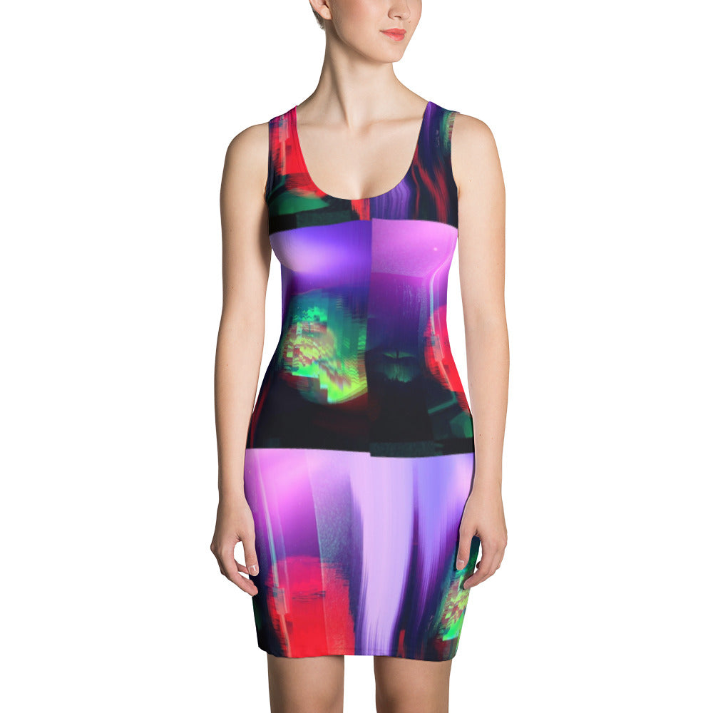 Mermaid Tag  Vaporwave  Glitch  Synthwave  Bodycon Sublimation Cut & Sew Dress