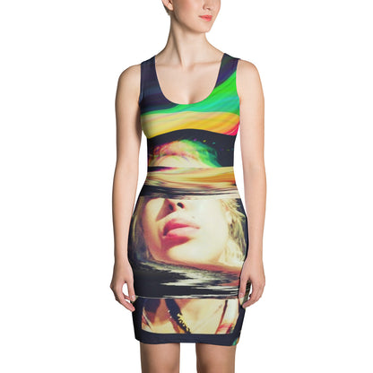 Cyberpunk Girl RGB Rainbow Black Hole Glitch Dress