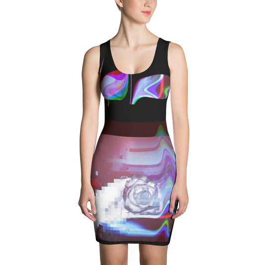 Quantum Love Glitch Pixel Rose Sublimation Cut & Sew Dress