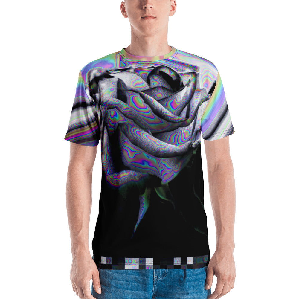 Noir and Boujee Rose Vaporwave Glitch Abstract Men's T-shirt