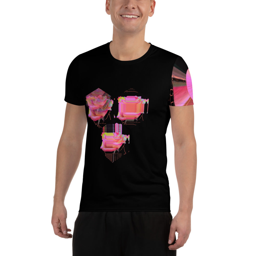 Cybernetic Rose Dream All-Over Print Men's Athletic T-shirt