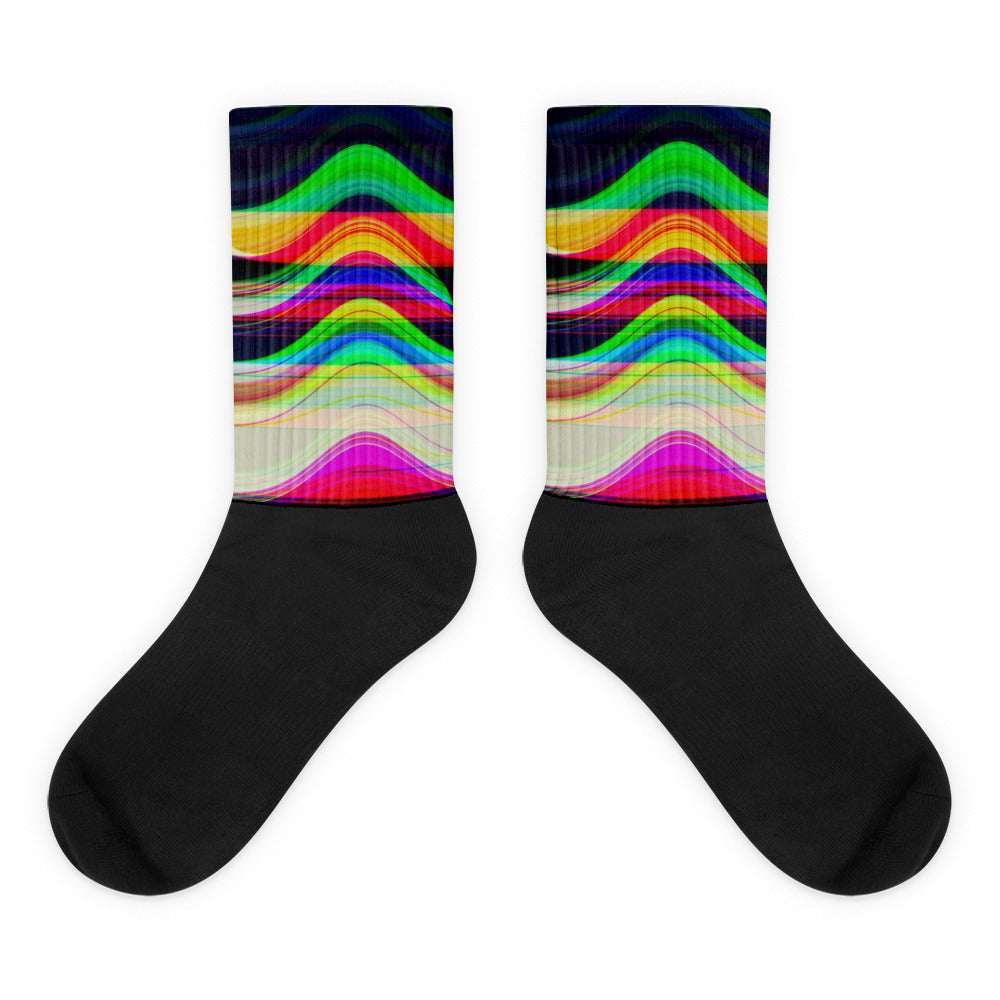 Gliding through a Blackhole Glitch Synthwave Quantum Physics Socks