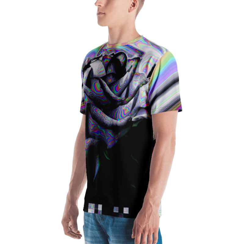 Noir and Boujee Rose Vaporwave Glitch Abstract Men's T-shirt