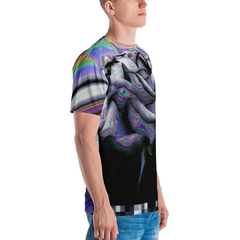 Noir and Boujee Rose Vaporwave Glitch Abstract Men's T-shirt